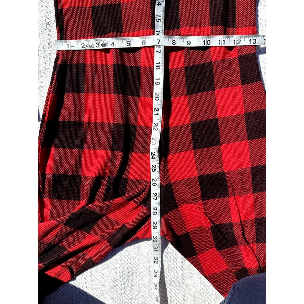 Old Navy Union Suit Small Red Black Plaid Thermo Christmas Henley Y2K Adults - Picture 6 of 8